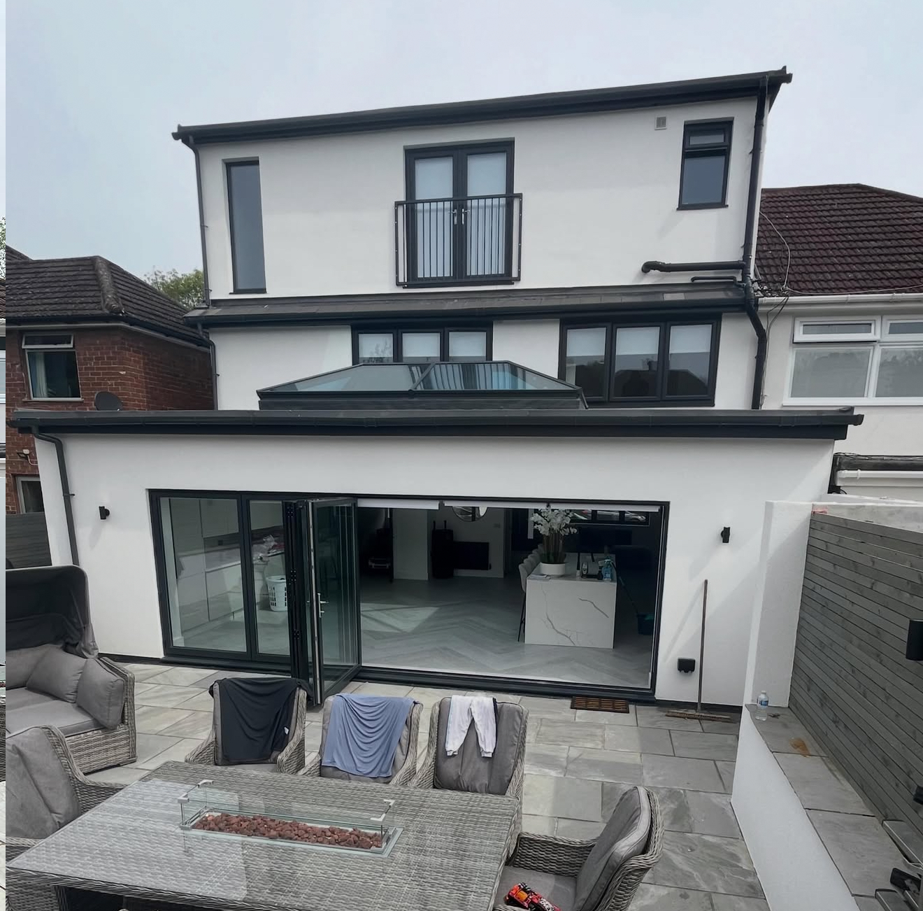 Finished rendered rear of a house