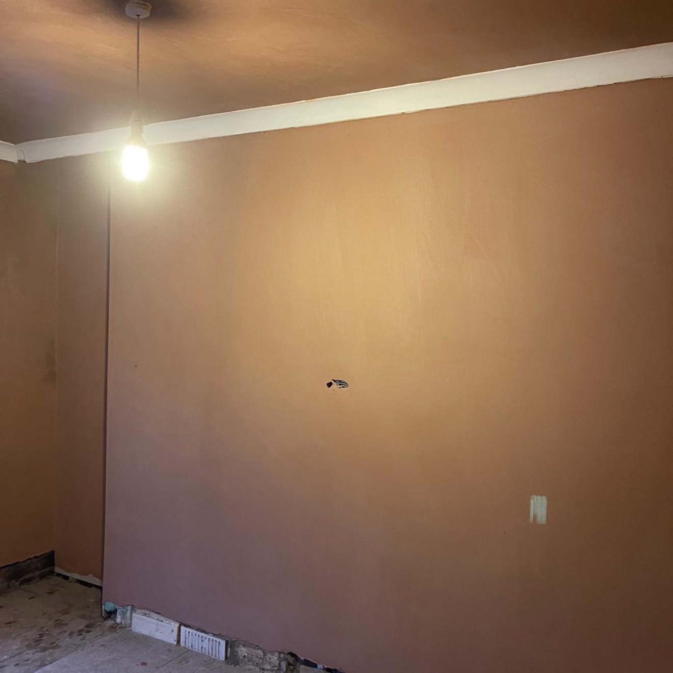 Freshly plastered walls and ceiling