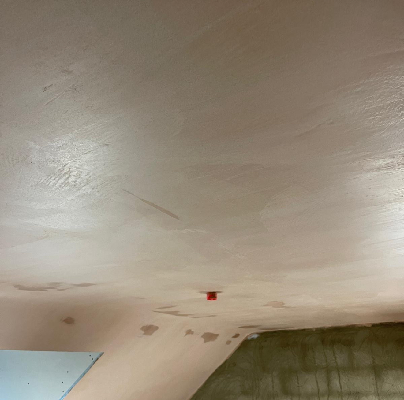 Freshly skimmed ceiling