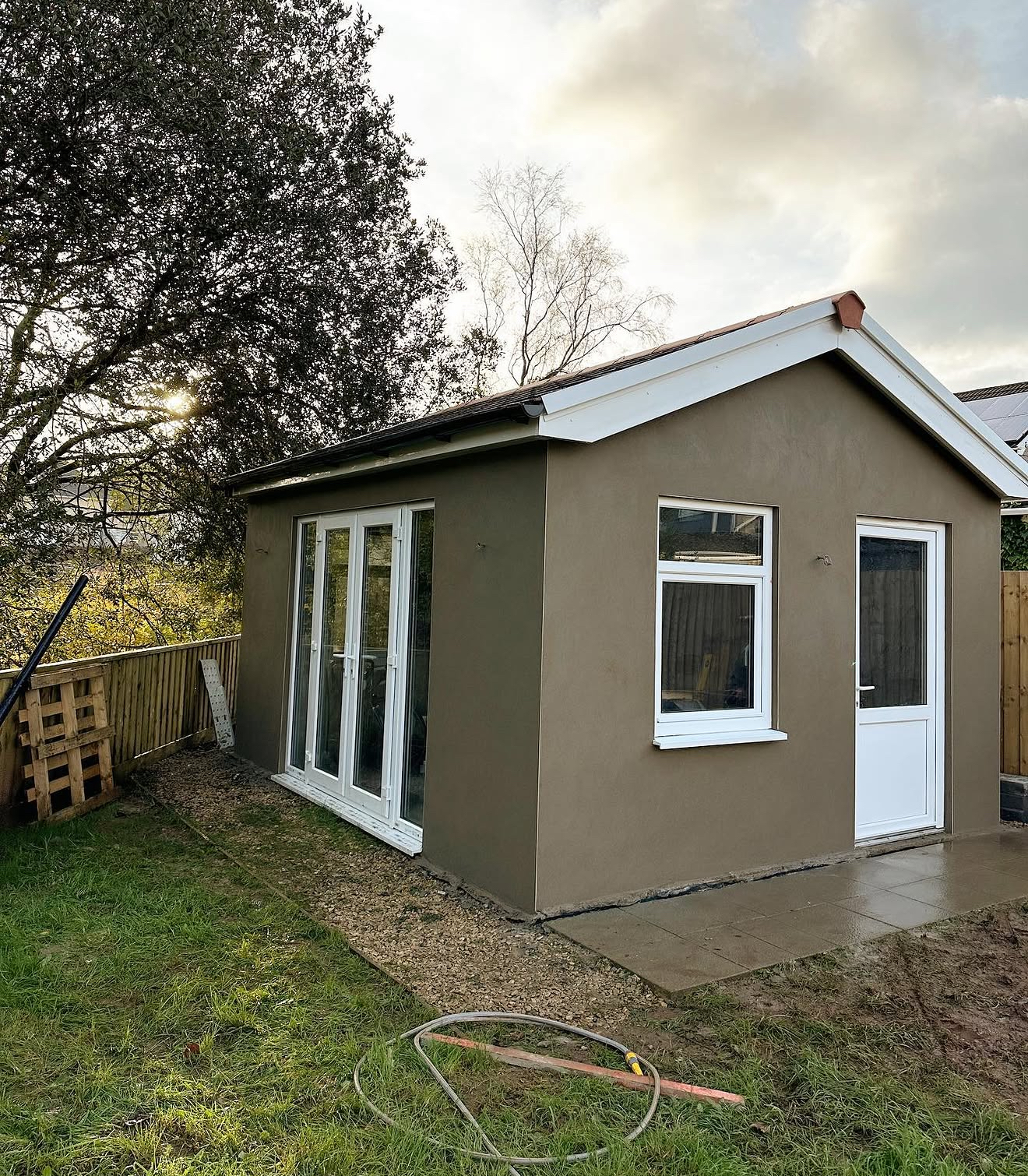 Rendered garden room with French doors